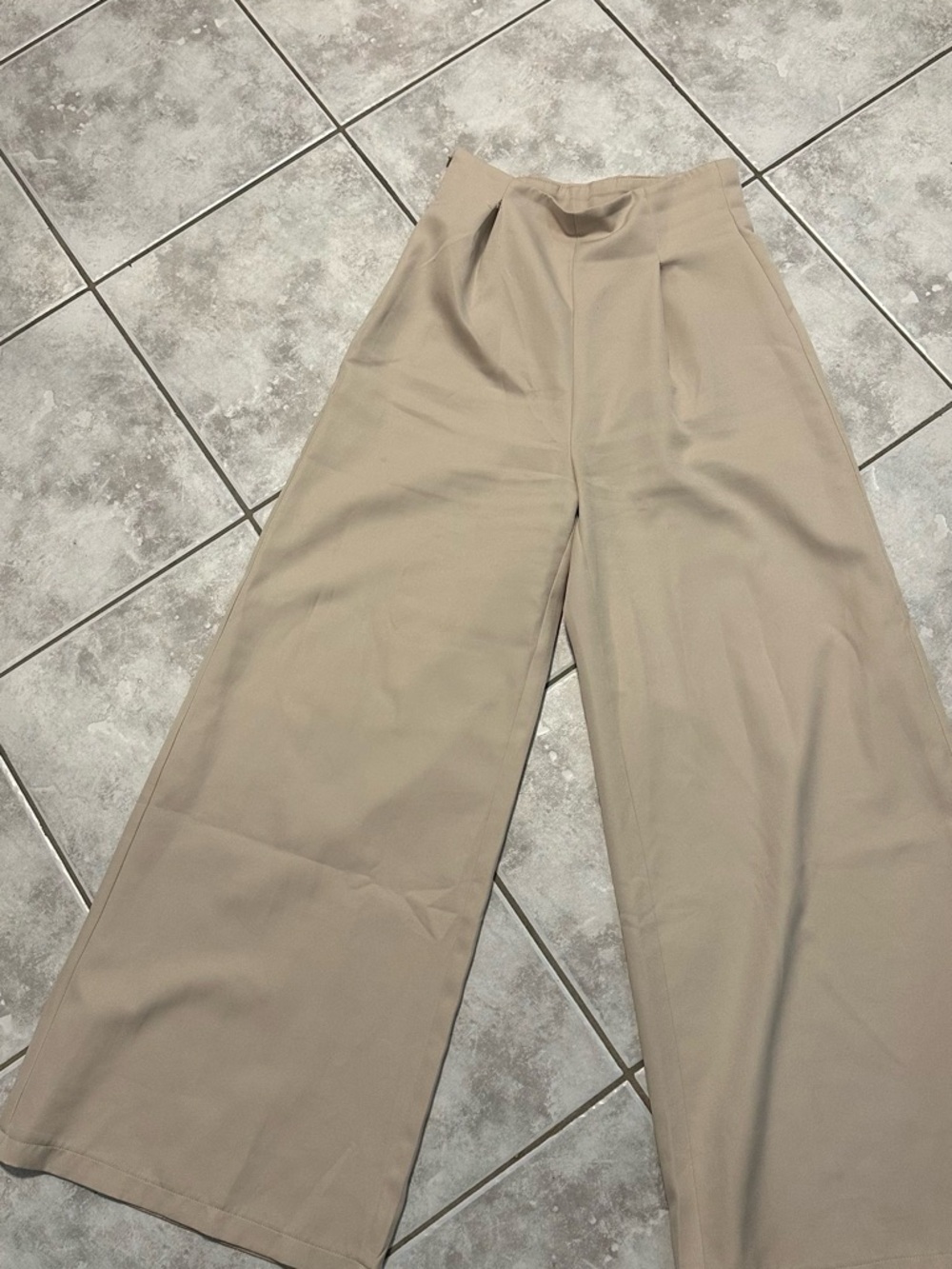 SHEIN Wide Leg High-Rise Pants - Taupe